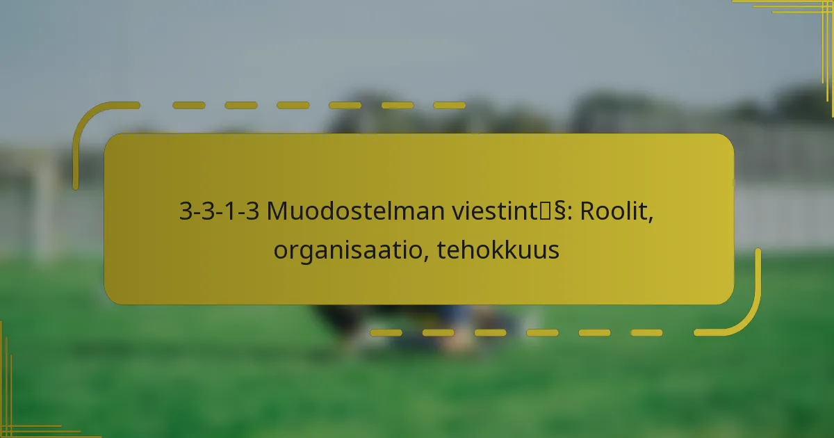 3-3-1-3 Muodostelman viestintä: Roolit, organisaatio, tehokkuus