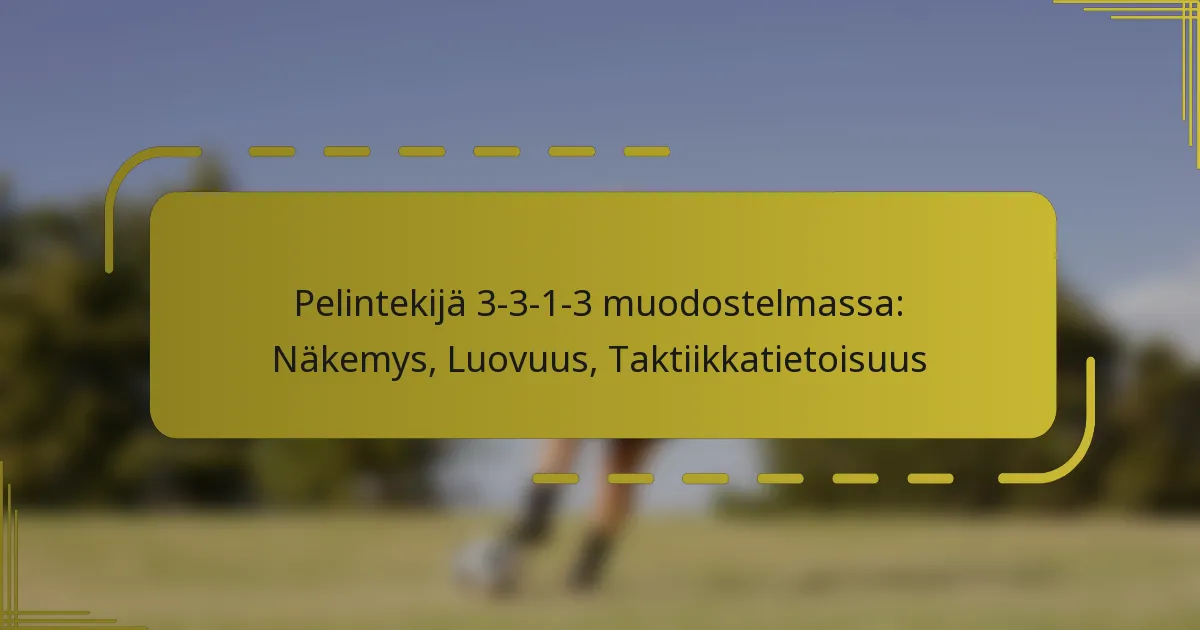Pelintekijä 3-3-1-3 muodostelmassa: Näkemys, Luovuus, Taktiikkatietoisuus